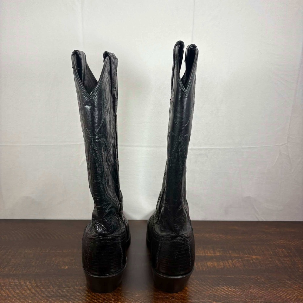 Dan Post Womens Black Teju Lizard Exotic Leather Cowboy Boots Size 7 M Vintage - Picture 6 of 10